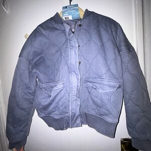 Quilted Blue Bomber Jacket